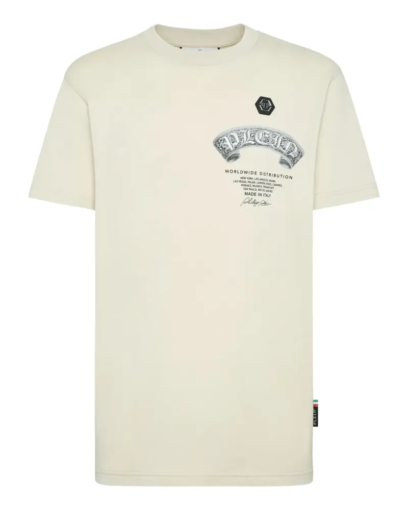 Philipp Plein T-Shirt mit Totenkopf-Print - "06 beige "06