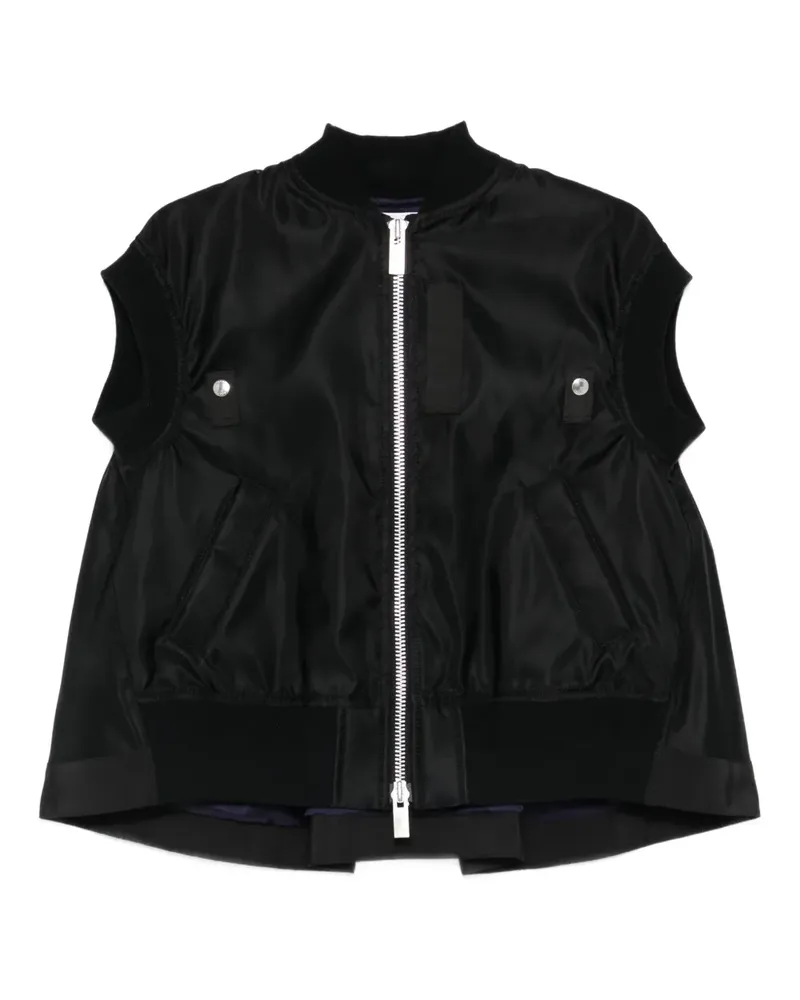 Sacai zip-up gilet - Schwarz Schwarz