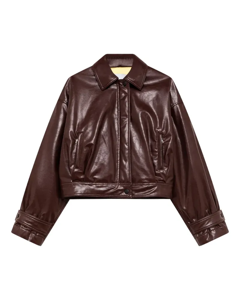 MSGM Cropped-Jacke mit Logo-Patch - Braun Braun