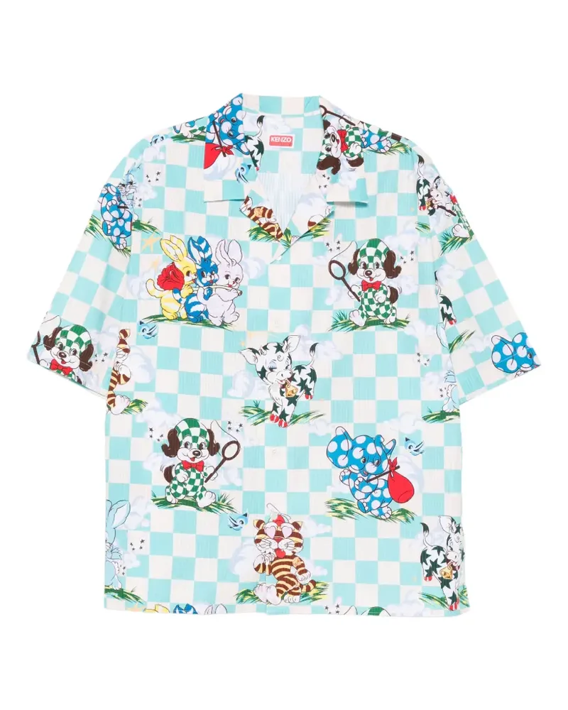 Kenzo check-print shirt - Blau Blau