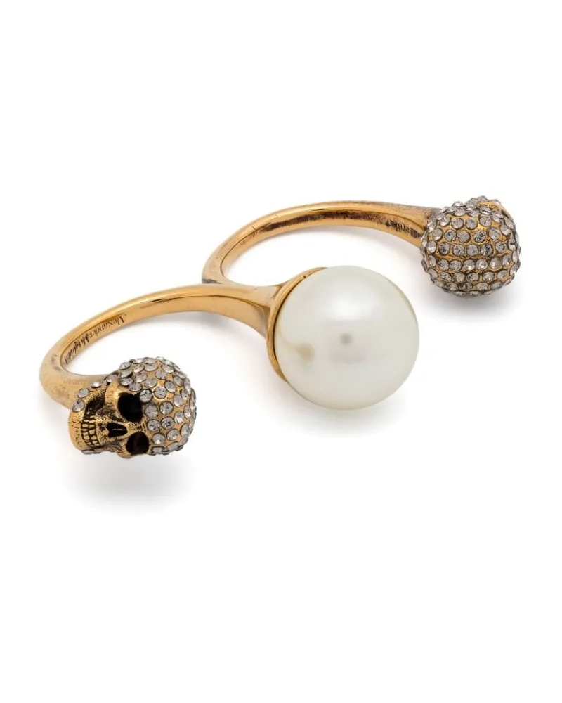 Alexander McQueen Schlagring mit Totenkopf - Gold Gold