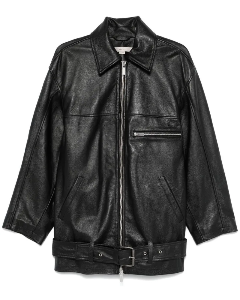 REMAIN Bikerjacke aus Leder - Schwarz Schwarz