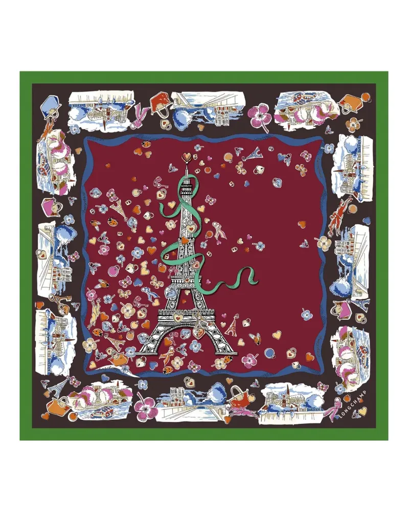 Longchamp Tour Enchantée Seidenschal 50cm - Rot Rot