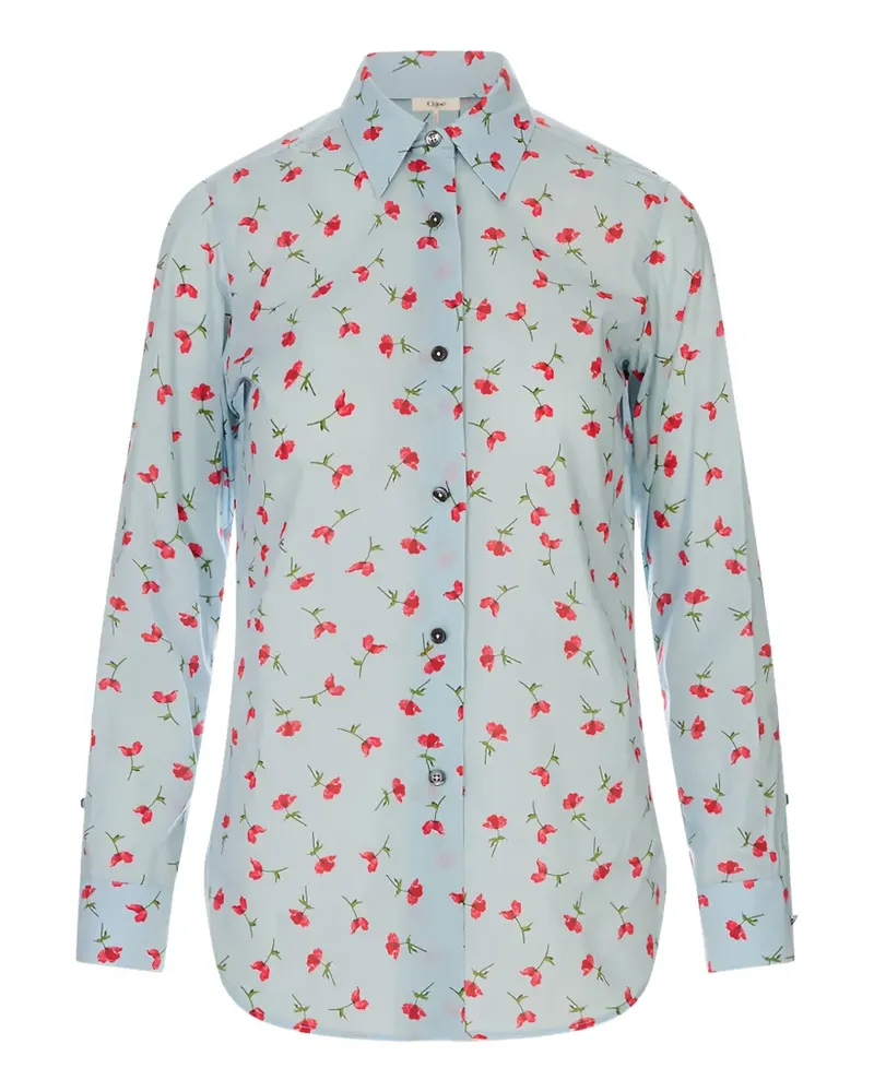 Jil Sander floral-print long-sleeve shirt - Blau Blau