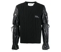 Pullover mit Zopfmuster - Schwarz