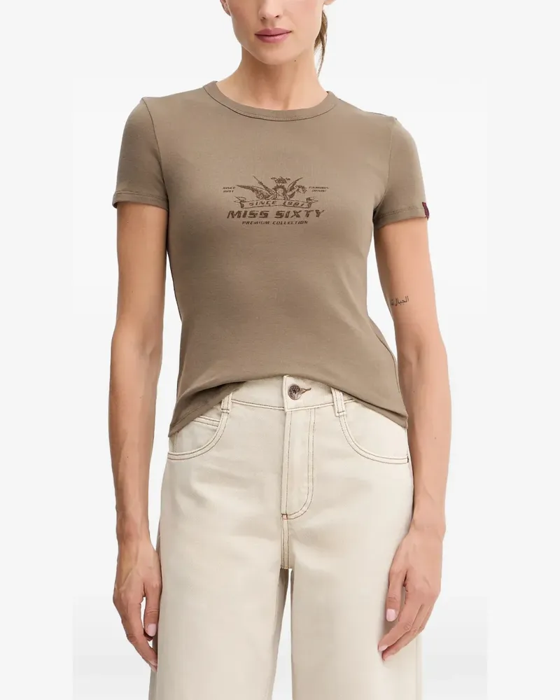 Miss Sixty print-detail T-shirt - Nude Nude