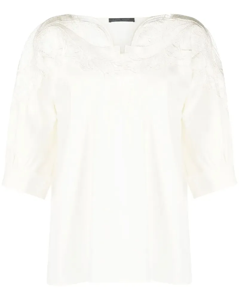 Alberta Ferretti Bluse mit Spitzeneinsatz - Nude Nude