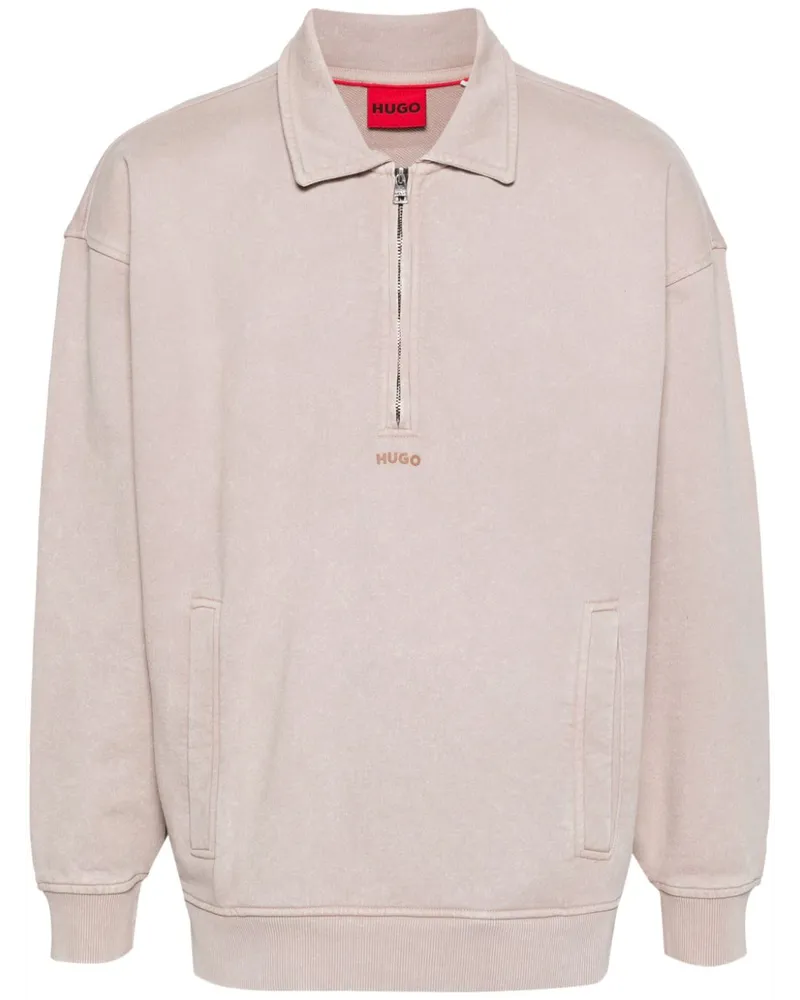 HUGO BOSS Sweatshirt mit gummiertem Logo - Nude Nude