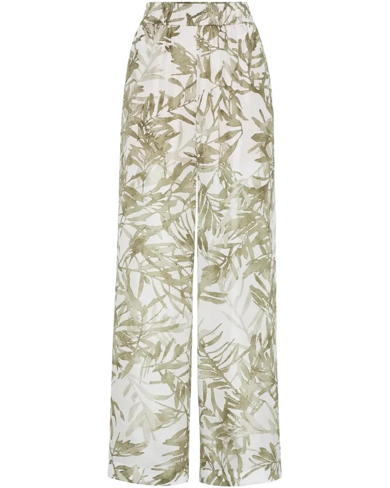 Brunello Cucinelli Hose mit Blatt-Print - Grün Grün