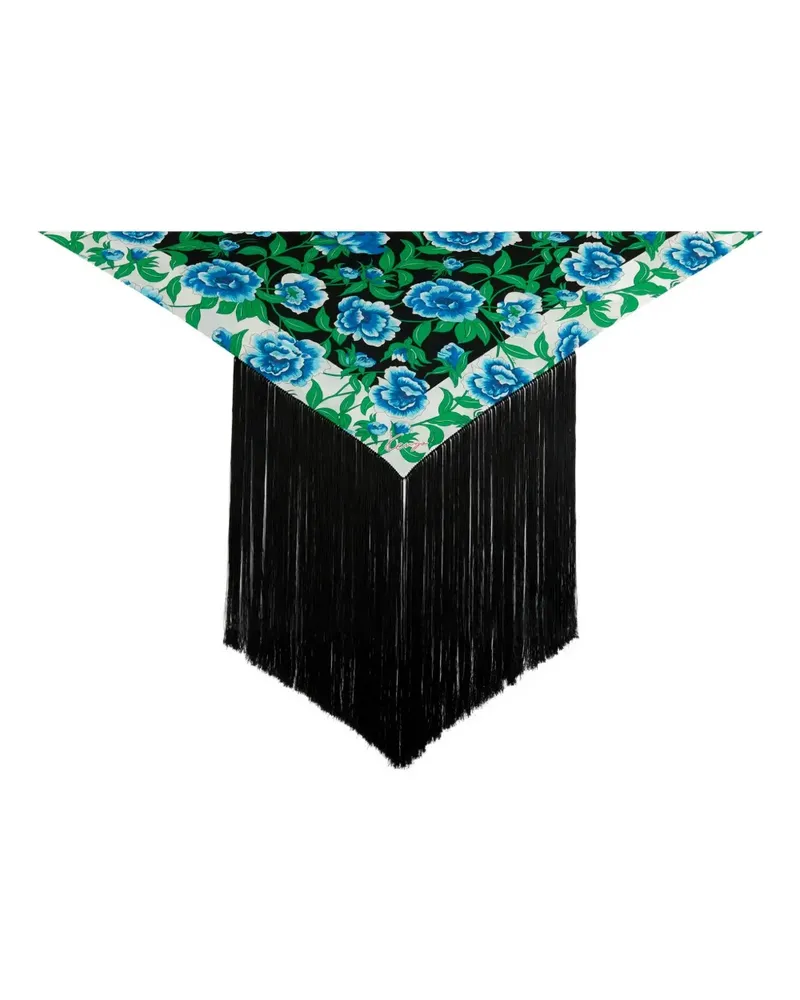 Kenzo Fransenoberteil mit Blumen-Print - Schwarz Schwarz