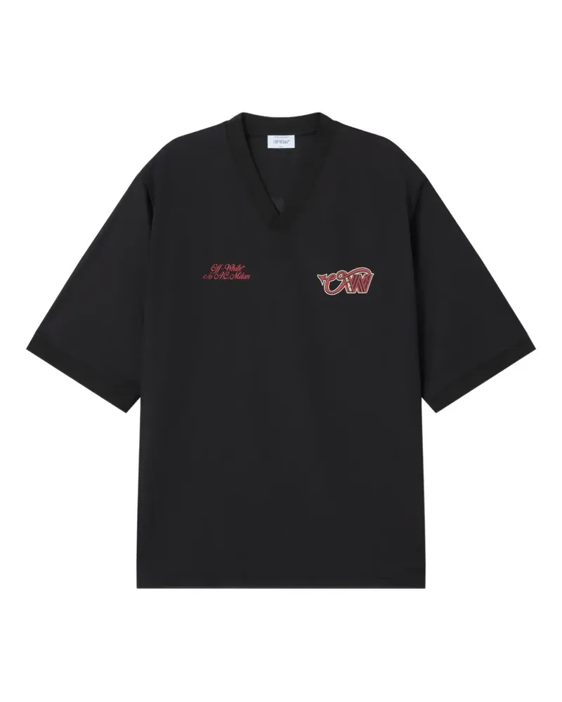 OFF-WHITE x AC Milan T-Shirt mit Logo-Print - Schwarz Schwarz