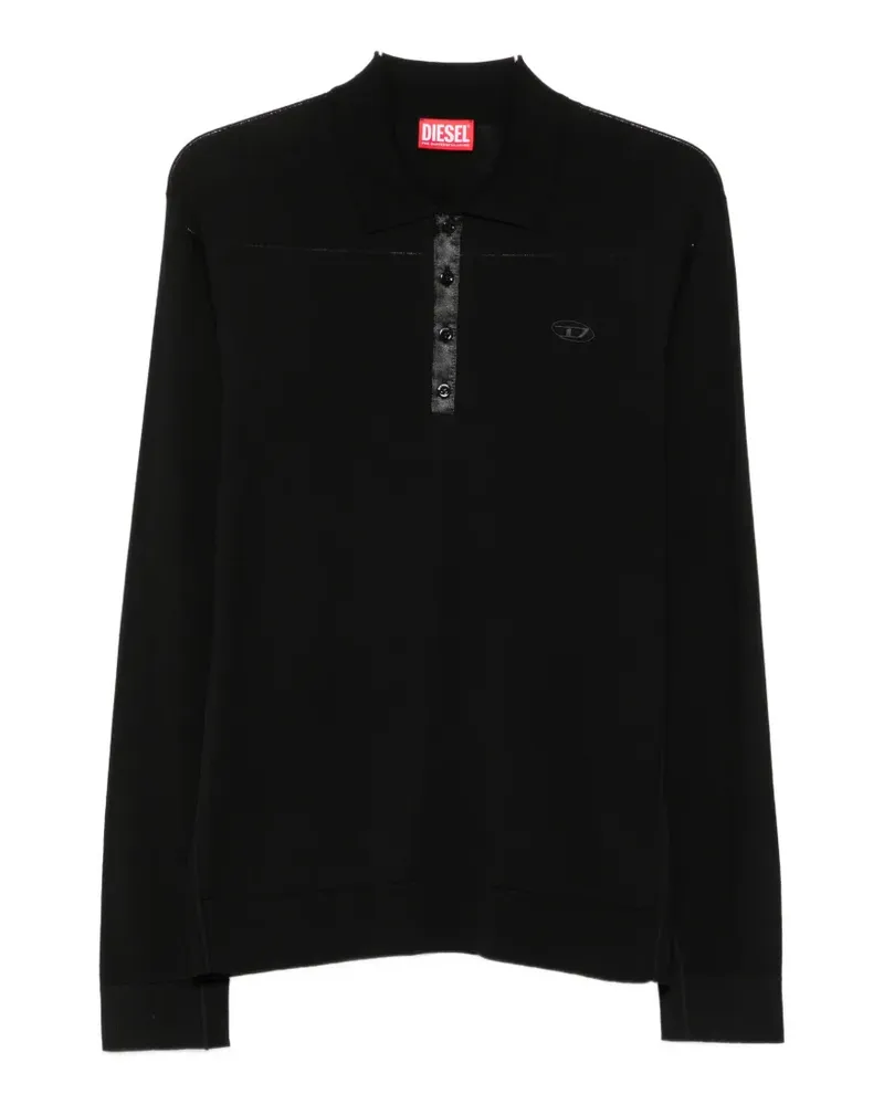 Diesel K-Vilnius Poloshirt mit Logo-Patch - Schwarz Schwarz