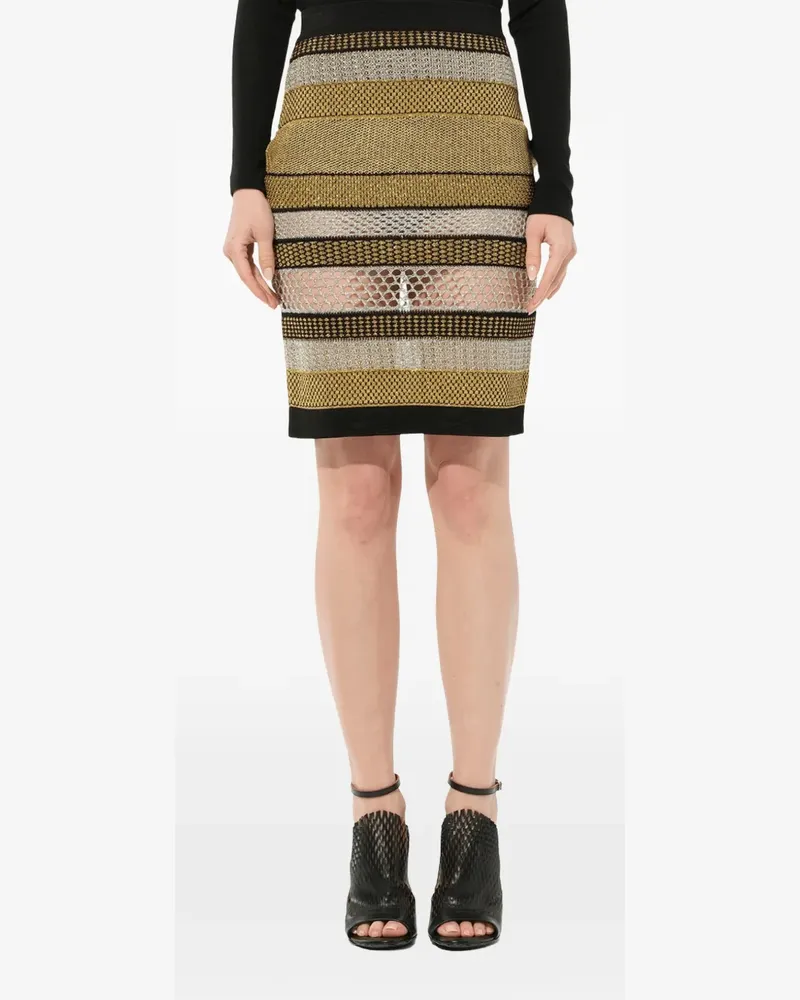 Balmain Gestrickter Minirock mit Streifen - Schwarz Schwarz