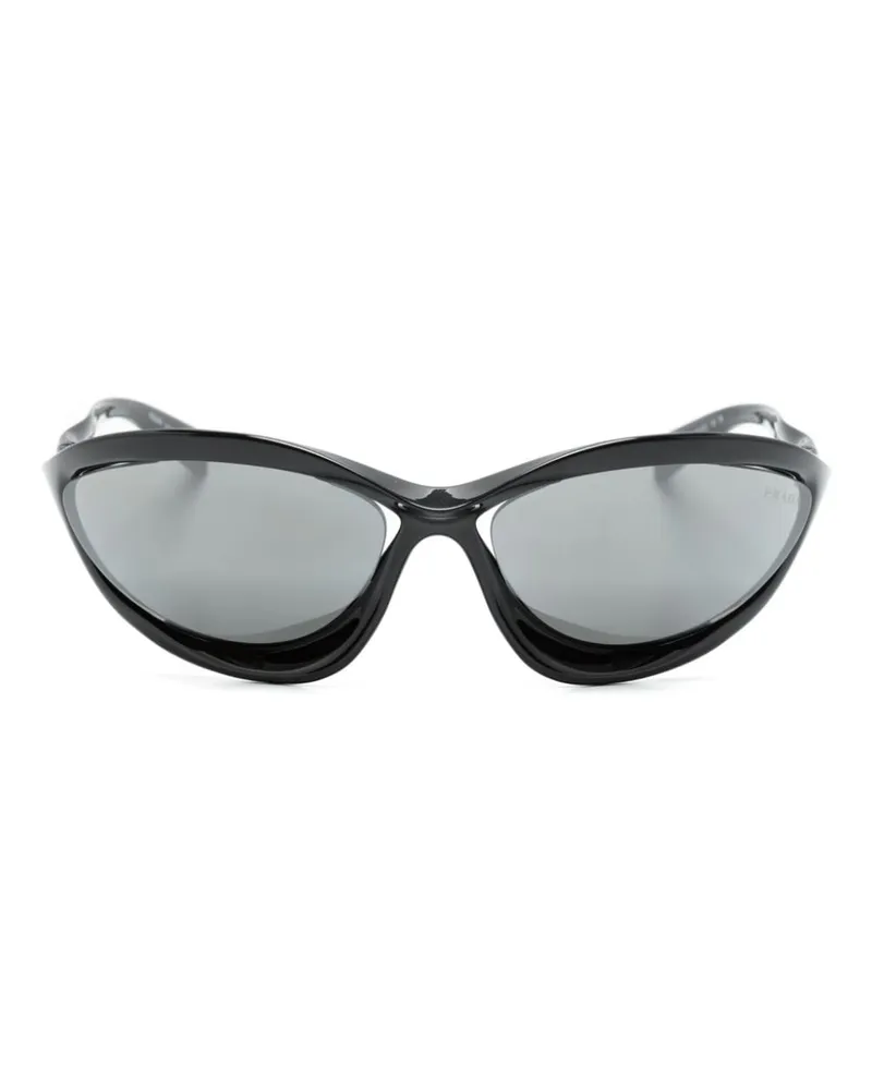 Prada Runway Sonnenbrille mit geometrischem Gestell - Schwarz Schwarz