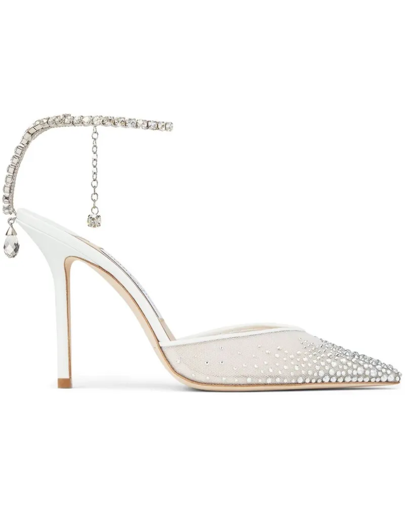 Jimmy Choo Saeda Pumps mit Kristallen 100mm - Weiß Weiß