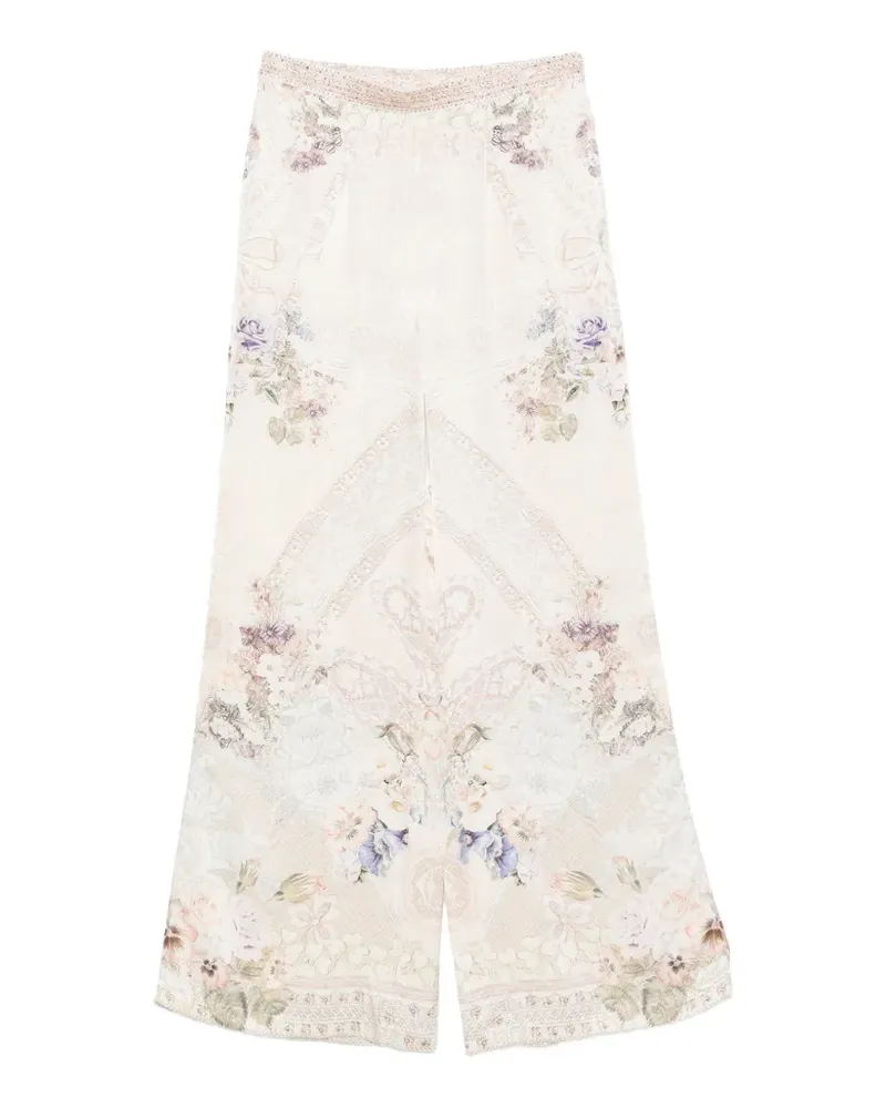 Camilla floral-print wide-leg palazzo pants - Nude Nude