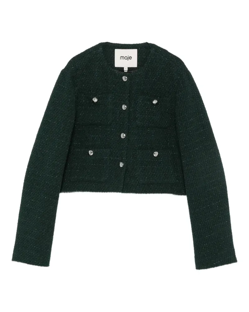 Maje Tweed-Jacke mit Karomuster - Grün Grün