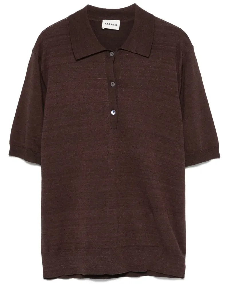 P.A.R.O.S.H. Fein gestricktes Poloshirt - Braun Braun