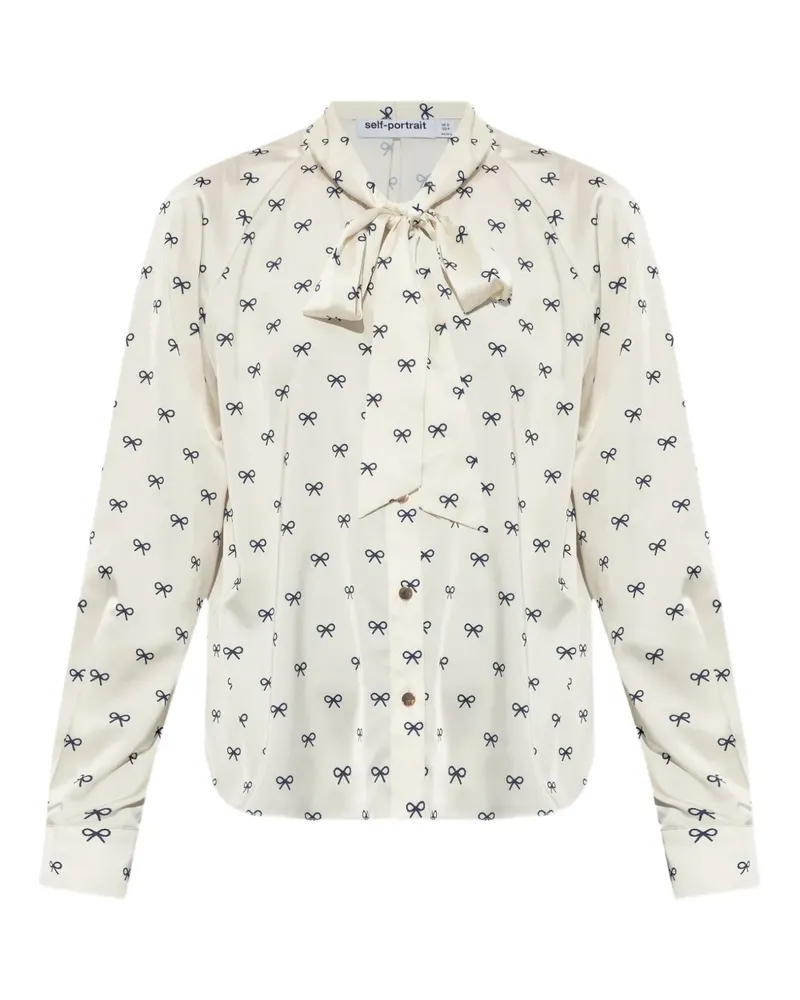 Self-Portrait Hemd mit Print - Weiß Weiß