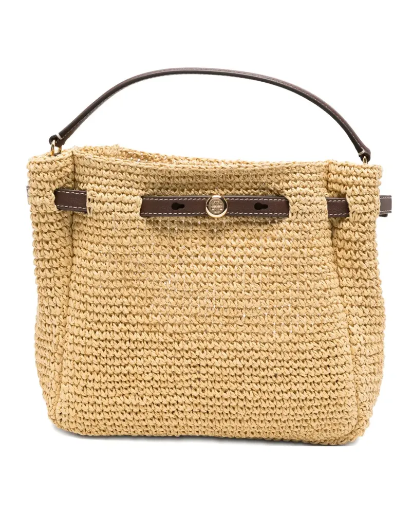 Tory Burch Romy leather trim paper tote bag - Nude Nude