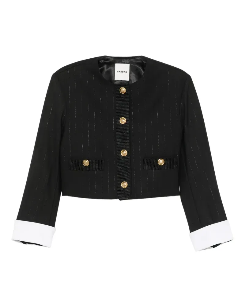 Sandro Cropped-Blazer mit Streifen - Schwarz Schwarz