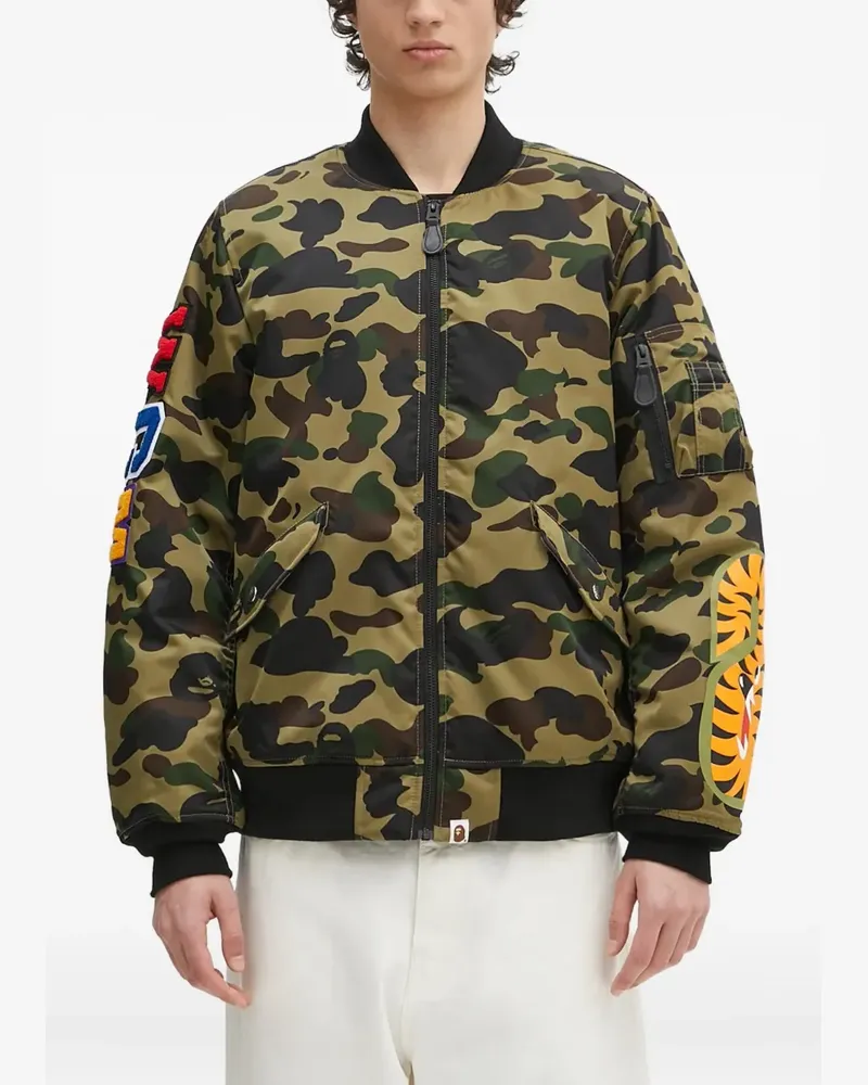 BAPE 1st Camo Shark Ma-1 Bomberjacke mit Stickerei - Grün Grün