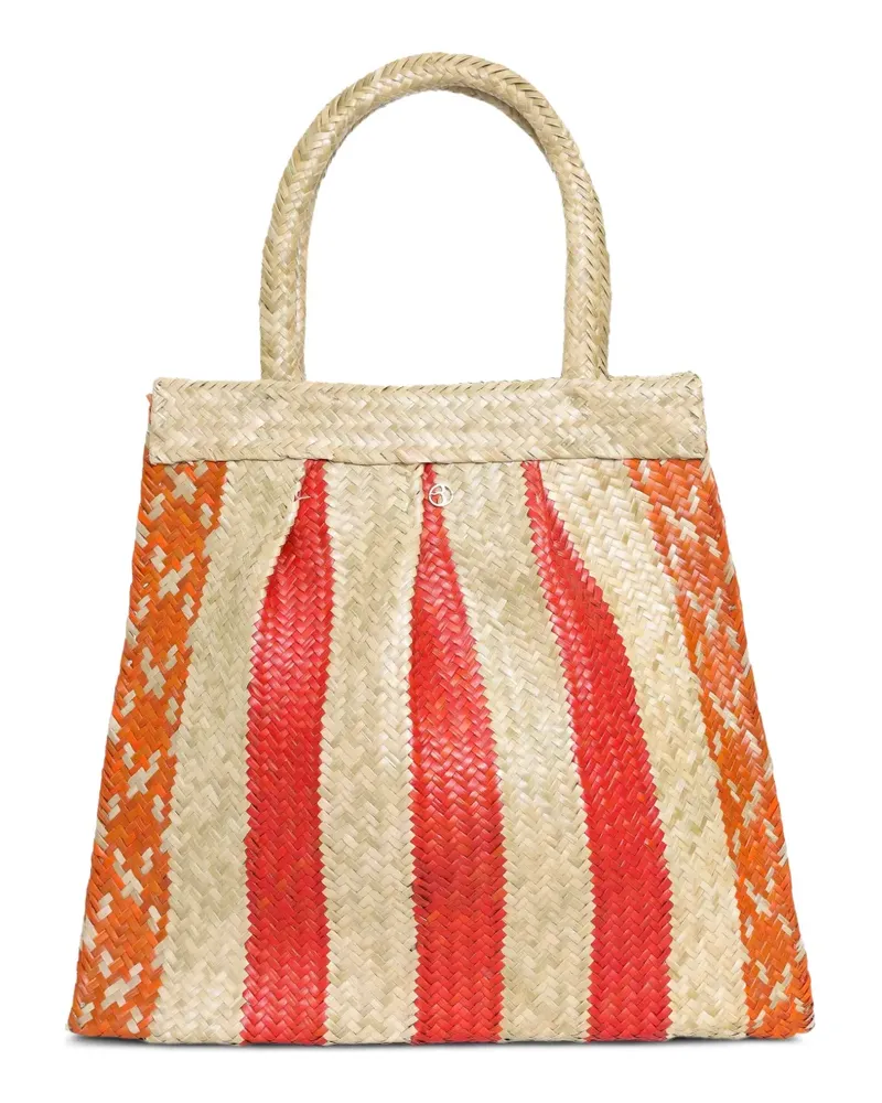 BRIGITTE Gewebte Okan Strandtasche mit Streifen - Nude Nude