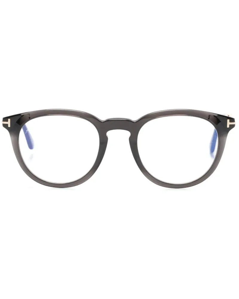 Tom Ford Runde Brille mit Logo-Gravur - Schwarz Schwarz