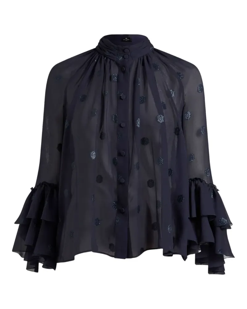 Etro Gerüschtes Georgette-Hemd - Blau Blau