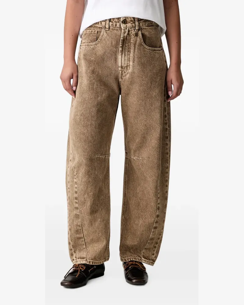 Aeronautica Militare acid-wash wide-leg barrel-fit jeans - Braun Braun