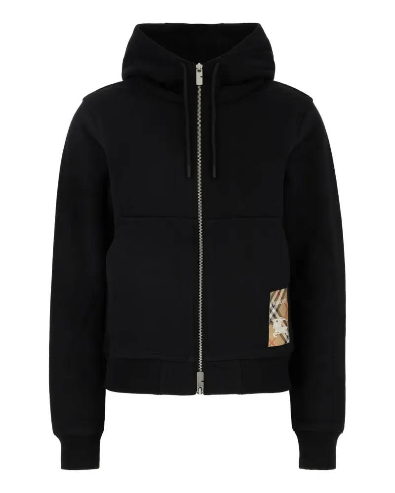 Burberry logo-patch zip-up hoodie - Schwarz Schwarz