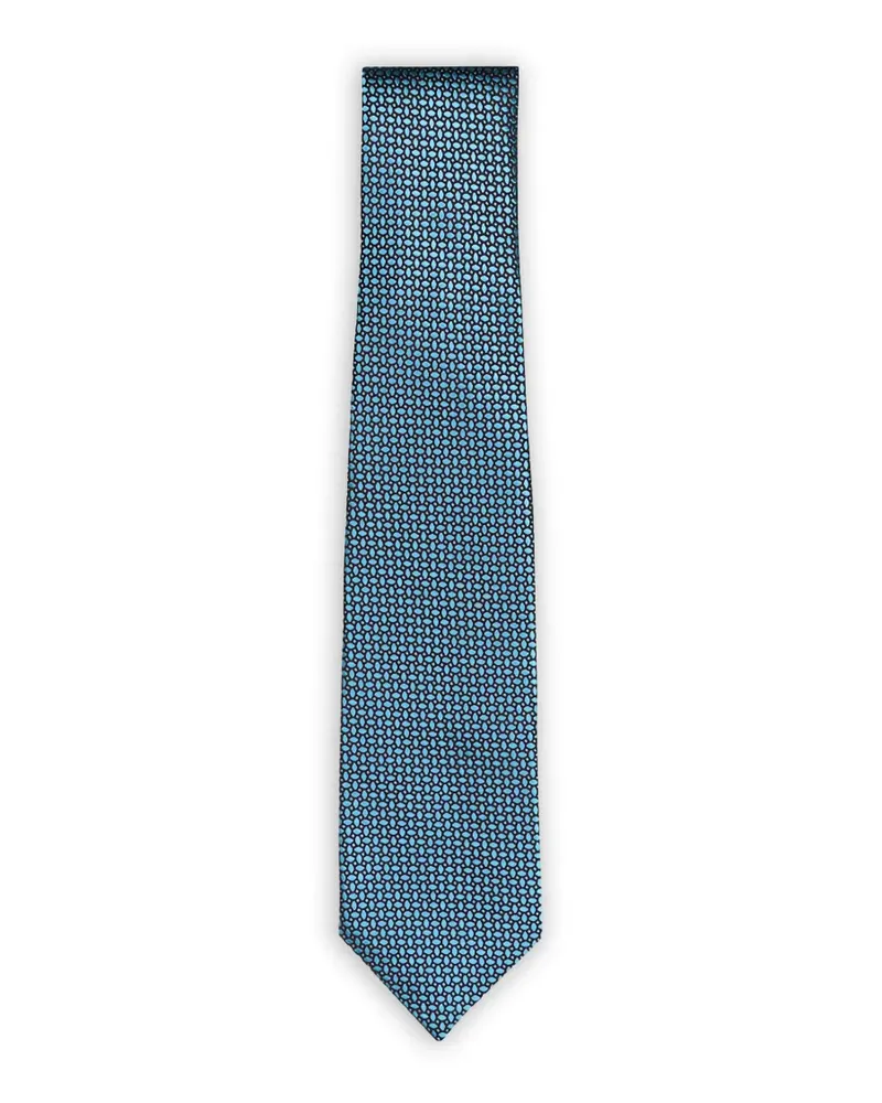Isaia geometric-pattern tie - Blau Blau