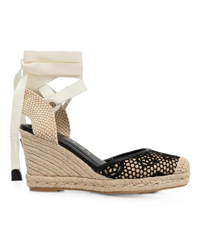 Guess Cheyin lace-panelled wedge espadrilles - Nude Nude