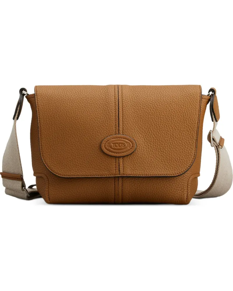 TOD'S Schultertasche mit Logo-Schild - Braun Braun