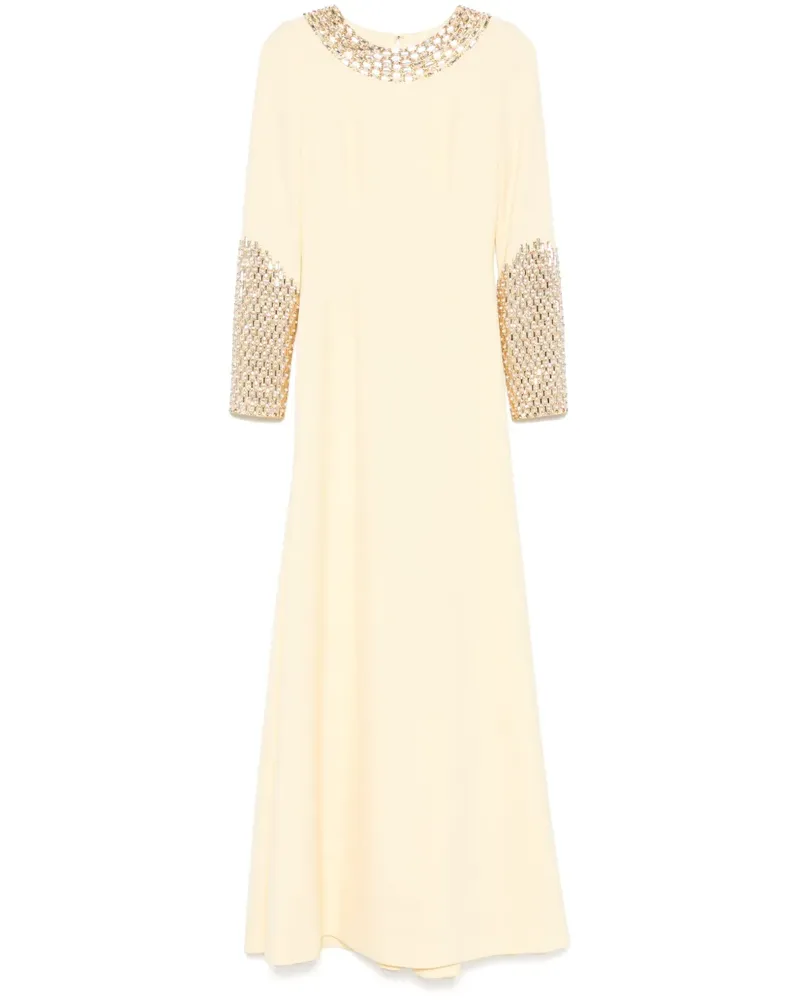 Dina Melwani Kristallverziertes Abendkleid - Gelb Gelb