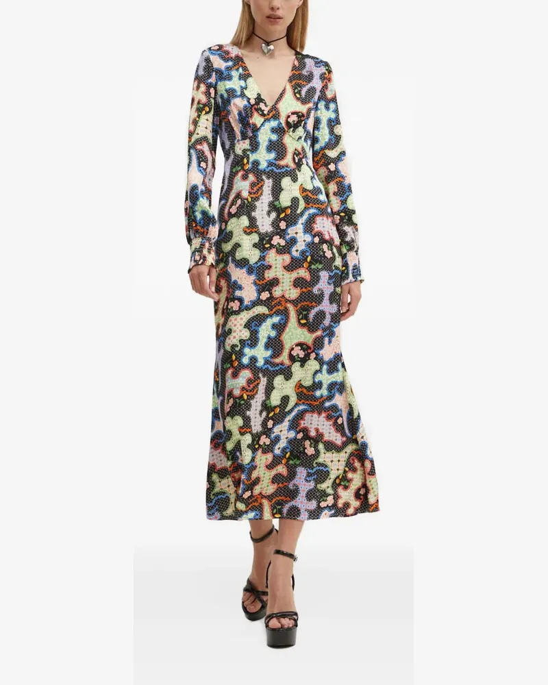 Never Fully Dressed Kleid mit V-Ausschnitt - Mehrfarbig Mehrfarbig