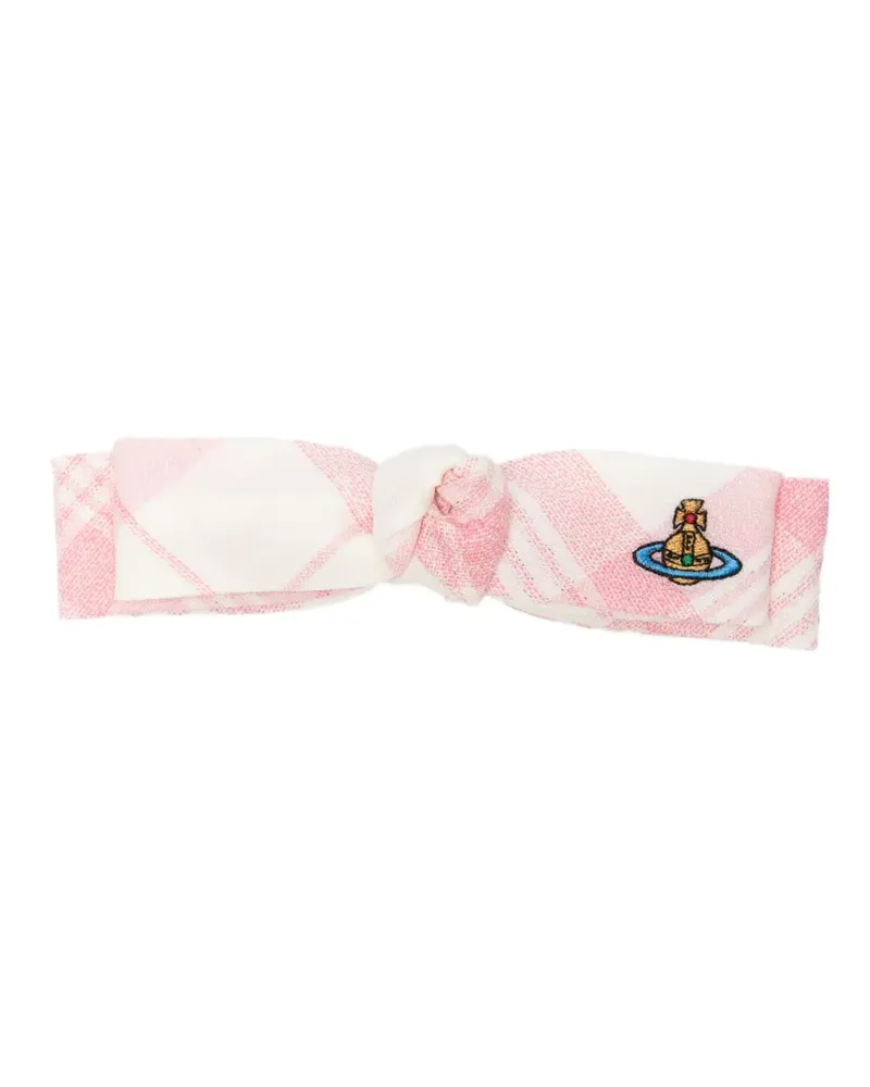 Vivienne Westwood Karierte Haarspange mit Orb-Stickerei - Nude Nude