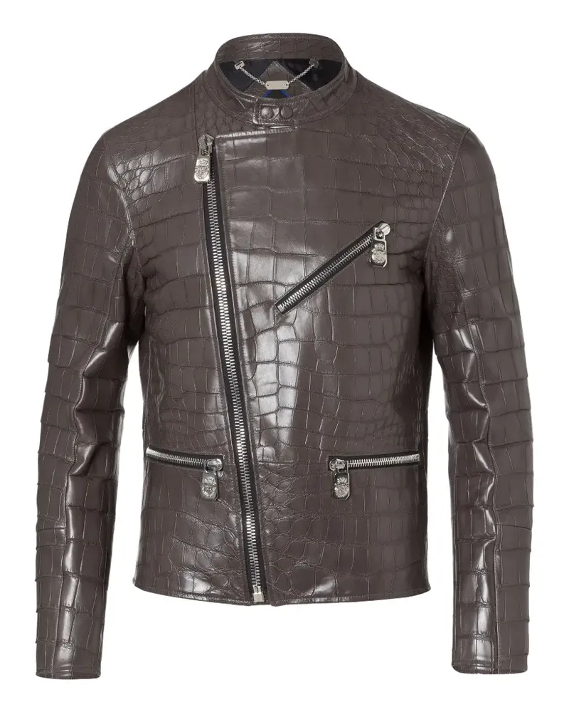 Billionaire crocodile-leather biker jacket - Braun Braun