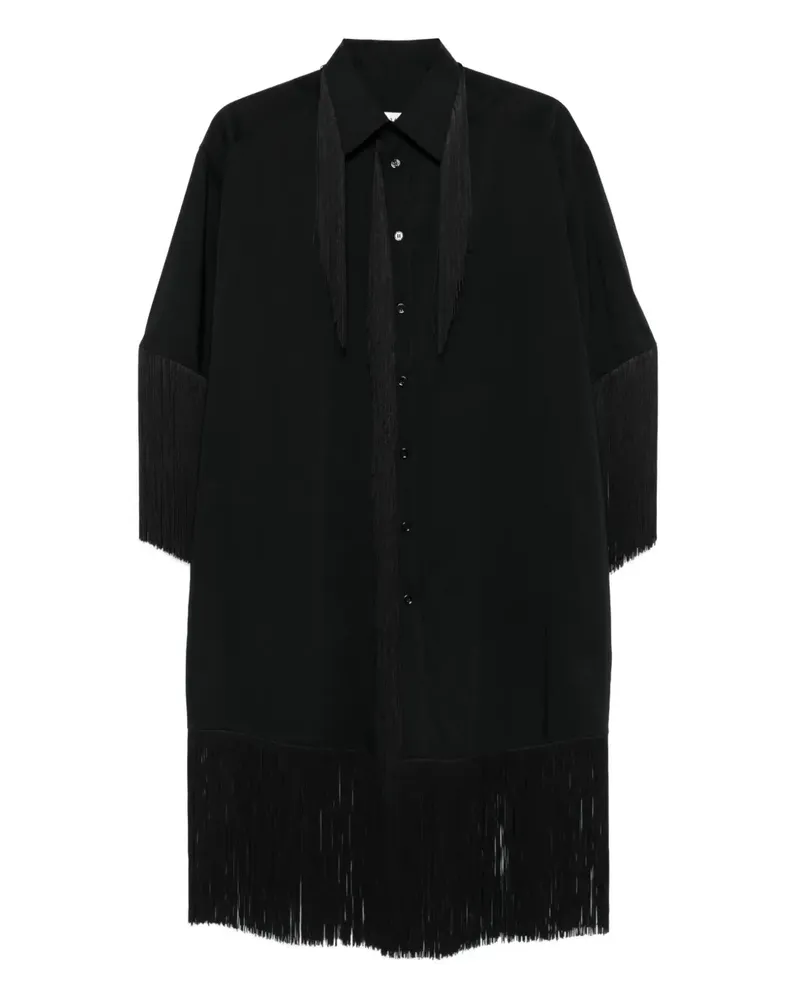 Maison Margiela Midikleid mit Fransenborten - Schwarz Schwarz