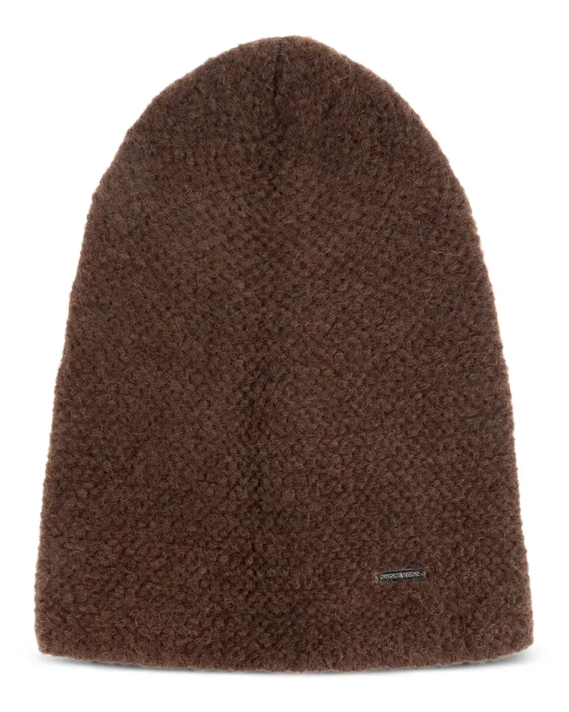Dsquared2 Strukturierte Beanie mit Logo-Schild - Braun Braun