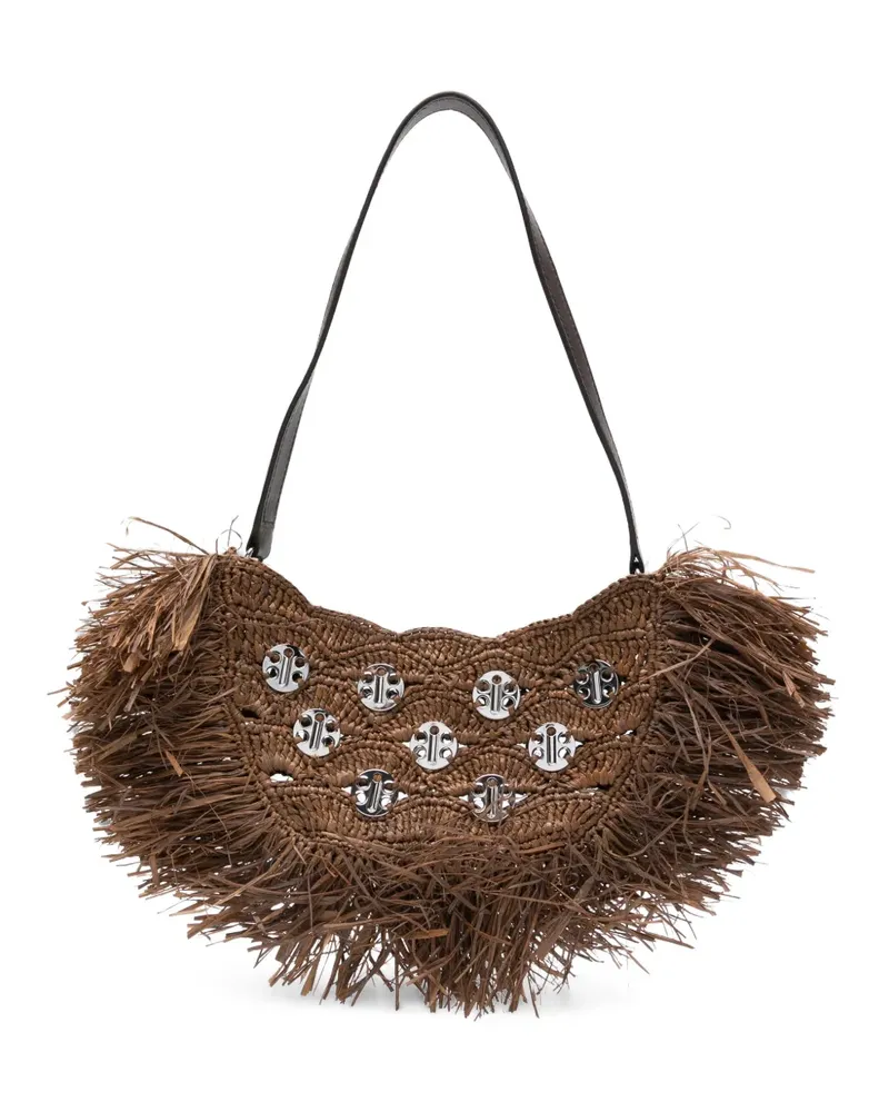 Paco Rabanne Crescent Moon fringed shoulder bag - Braun Braun