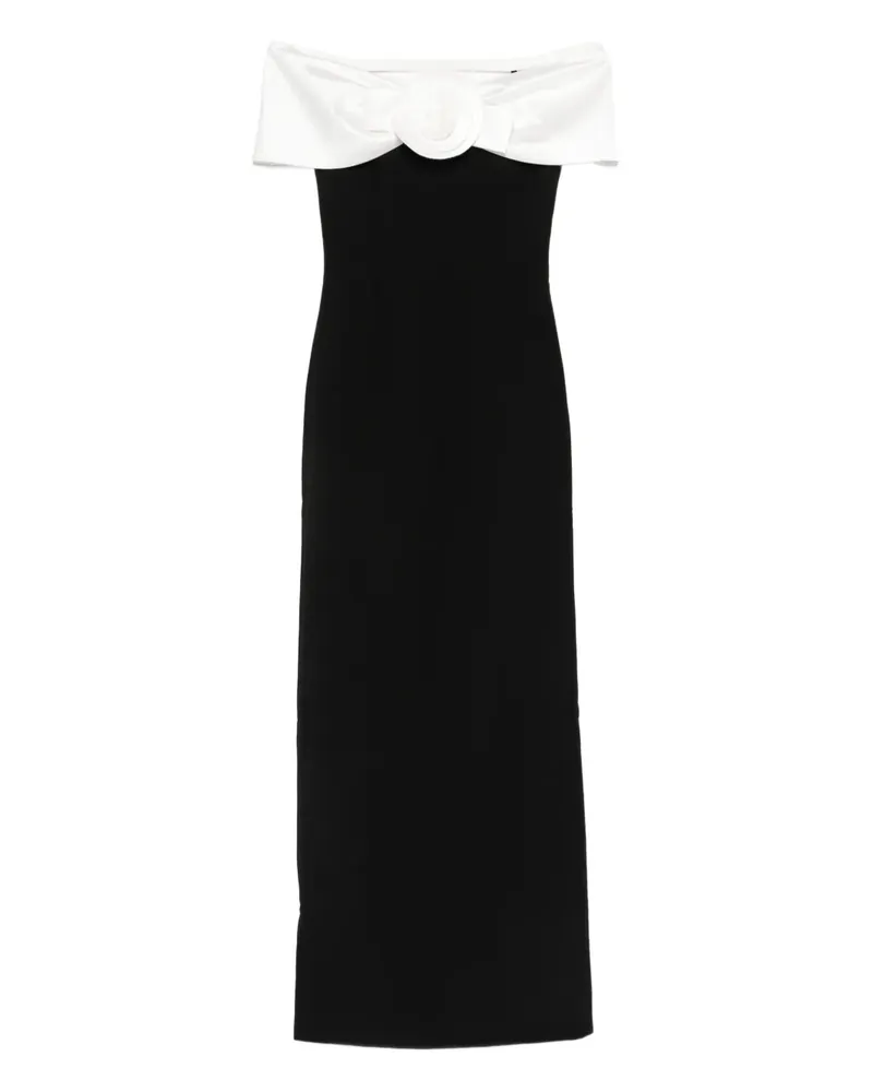 Self-Portrait flower datail maxi dress - Schwarz Schwarz