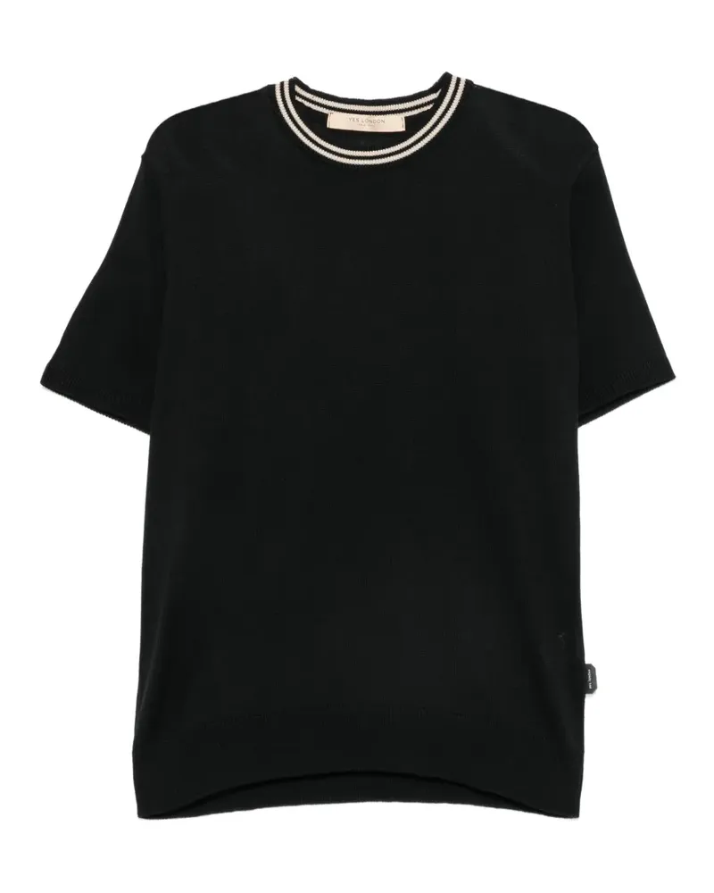 Yes London Pullover mit geripptem Saum - Schwarz Schwarz