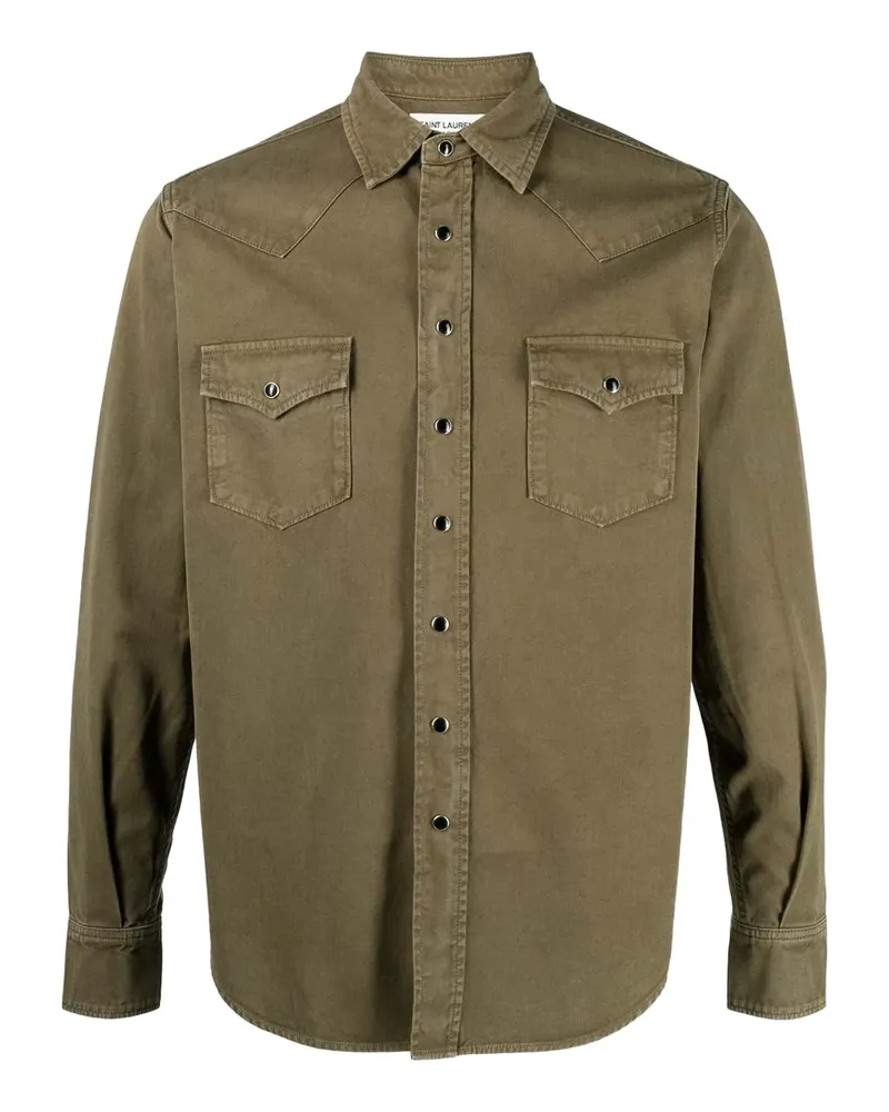 Saint Laurent Westernhemd mit Stone-Wash-Effekt - Grün Grün