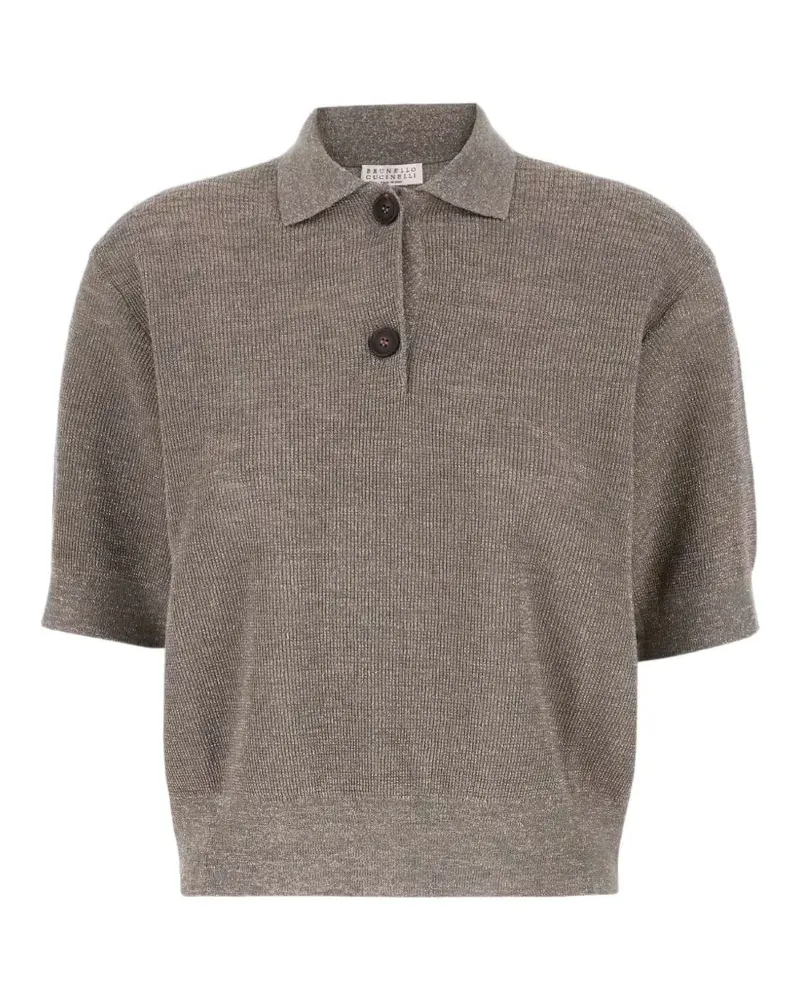Brunello Cucinelli ribbed-knit polo shirt - Braun Braun