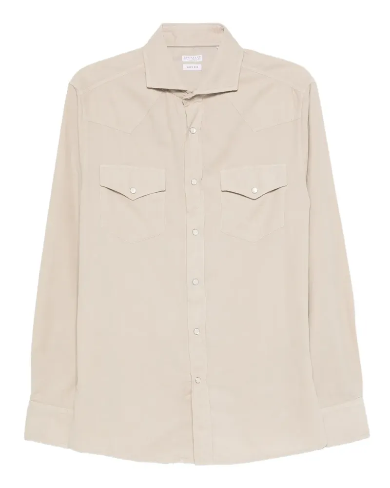 Brunello Cucinelli Hemd mit doppelter Tasche - Nude Nude