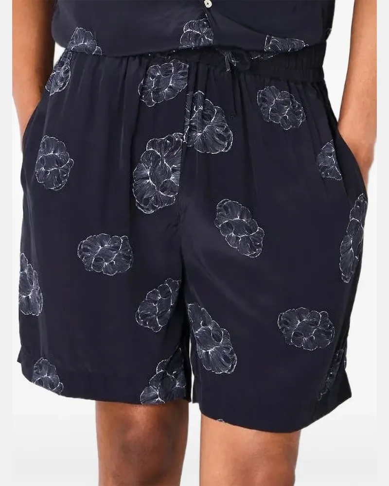 Officine Generale floral-print drawstring shorts - Blau Blau