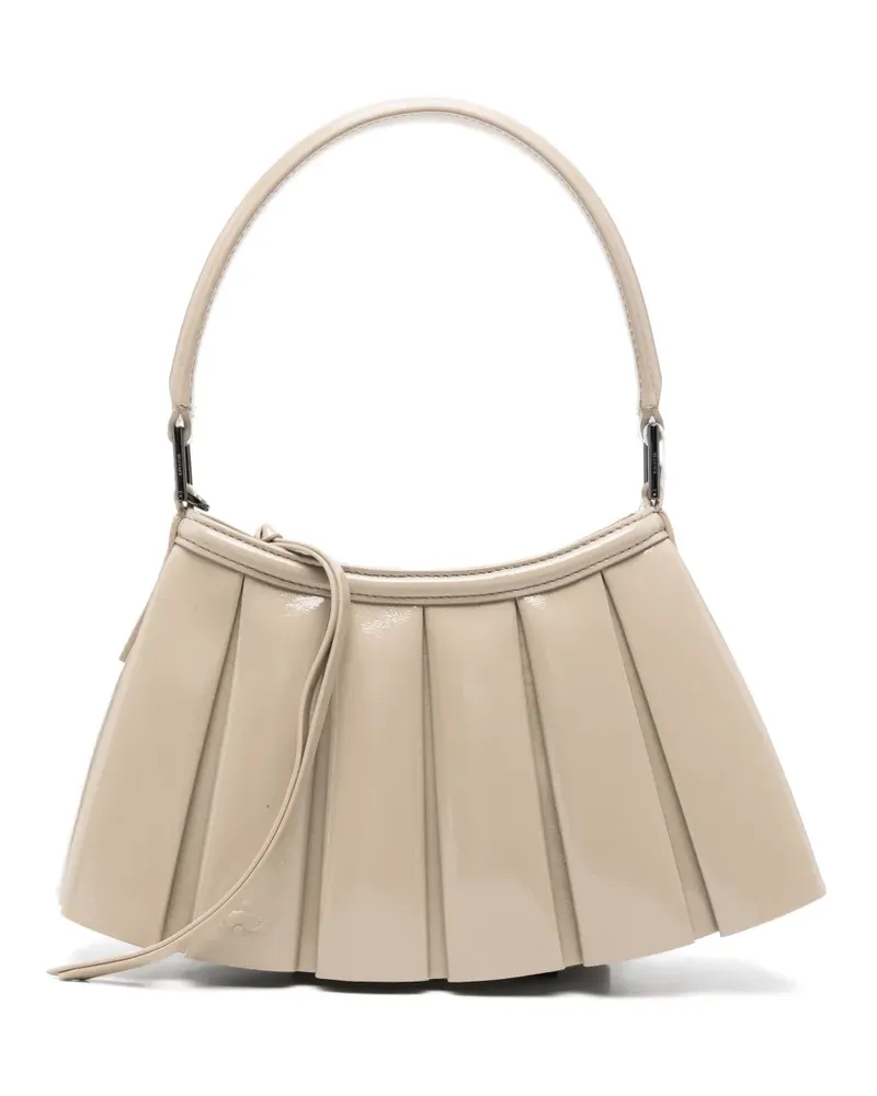 Lacoste S Lenglen pleated patent-finish clutch bag - Nude Nude