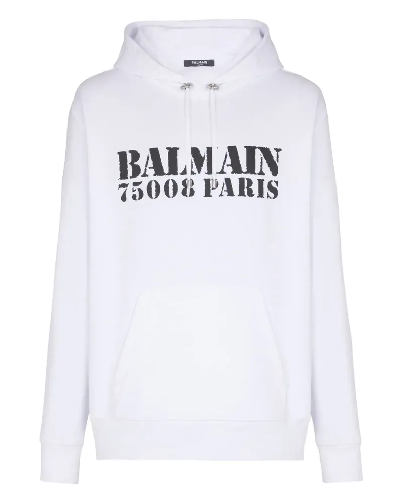 Balmain Hoodie mit Logo-Print - Weiß Weiß