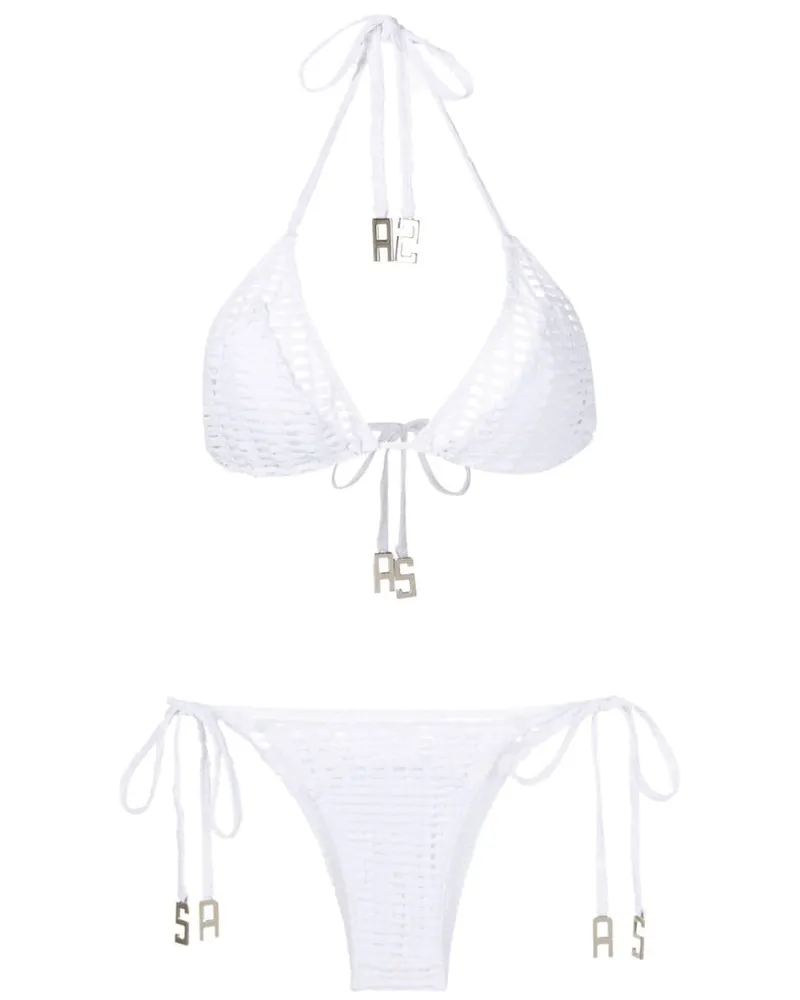 Amir Slama Bikini mit Logo-Anhänger - Weiß Weiß
